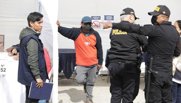Un hombre en aparente estado de ebriedad fue intervenido en La Molina al intentar colocar una cédula de sufragio previamente marcada en el ánfora de votación | Foto: Britanie Arroyo / El Comercio