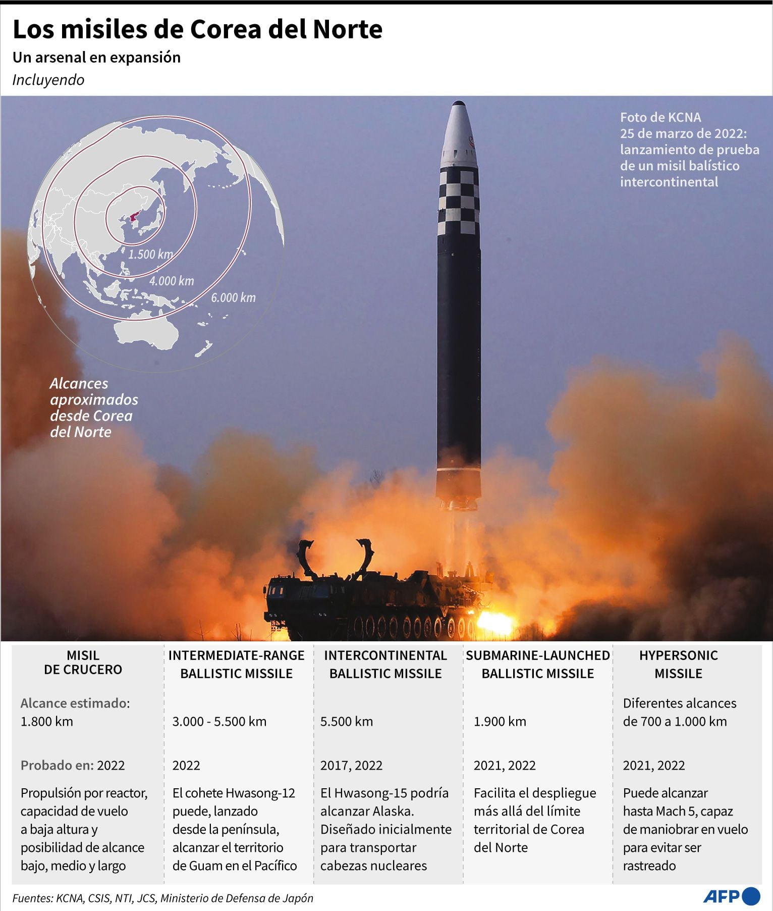North Korean missiles.  (AFP).