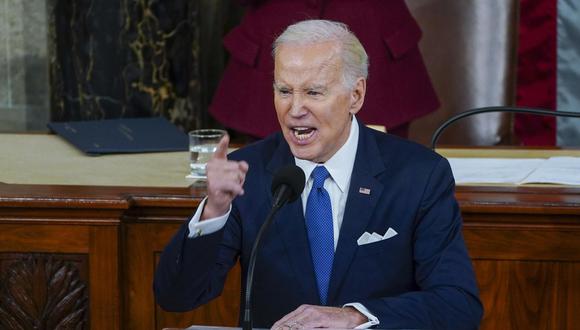 El presidente de los Estados Unidos, Joe Biden, pronuncia su discurso sobre el Estado de la Unión ante una sesión conjunta del Congreso en la Cámara de Representantes del Capitolio de los Estados Unidos en Washington, DC, EE.UU. el 07 de febrero de 2023. (Foto: EFE/EPA/WILL OLIVER)