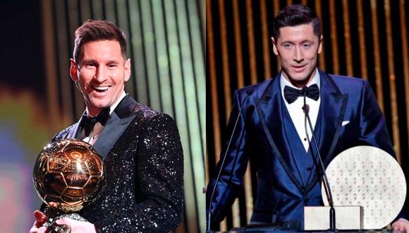 Lionel Messi y Robert Lewandowski formaron parte del podio del Balón de Oro. (Foto: Composición)