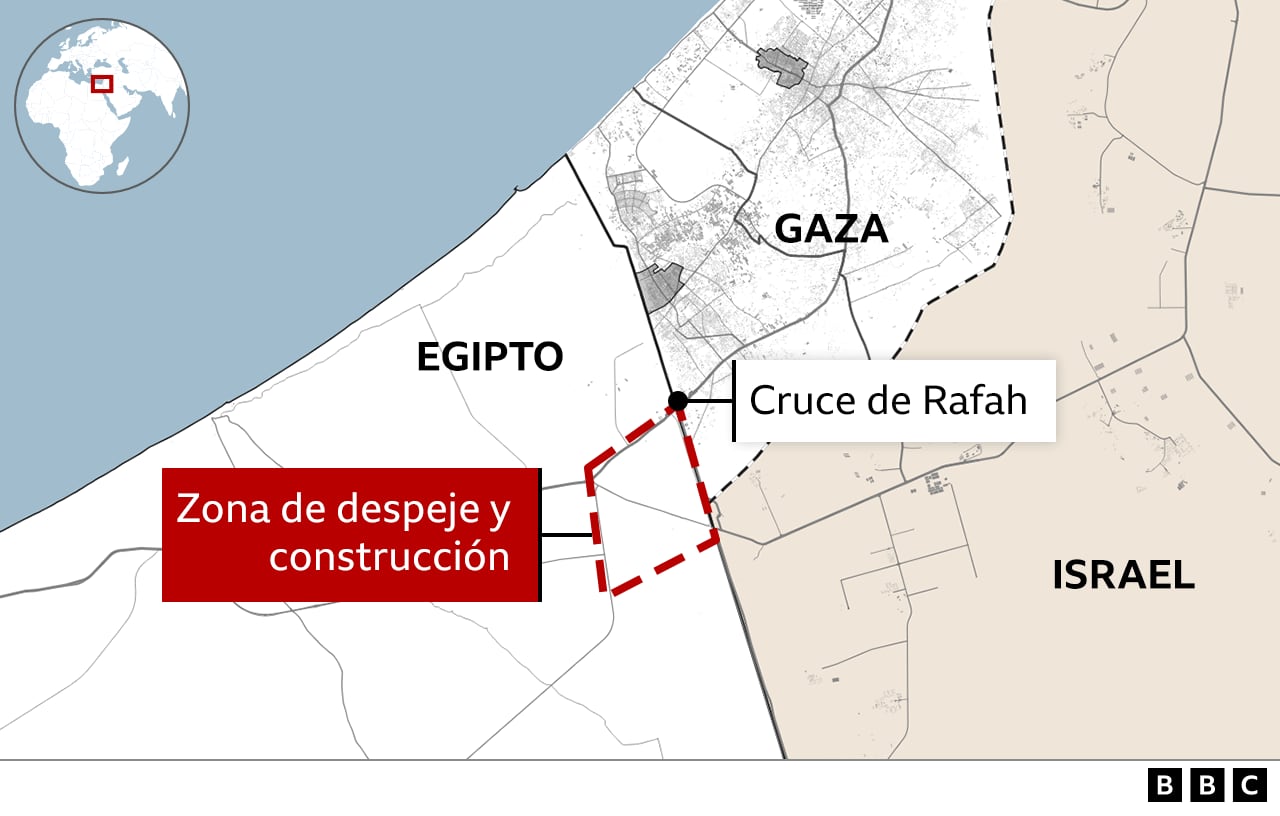Map of the border between Egypt and Gaza