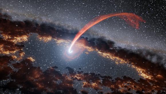 Corriente de material de una estrella mientras era devorada por un agujero negro supermasivo. (FOTO: NASA/JPL-Caltech)