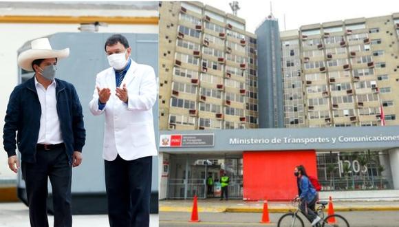 Uno de los ministerios que ha despertado más cuestionamientos en las primeras semanas del Gobierno de Pedro Castillo es el de Transportes y Comunicaciones. (Fotos: Presidencia Perú/MTC).