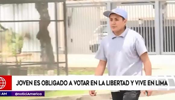 Andy Bocanegra Contreras tuvo que ir a La Libertad para votar. (Captura: América Noticias)