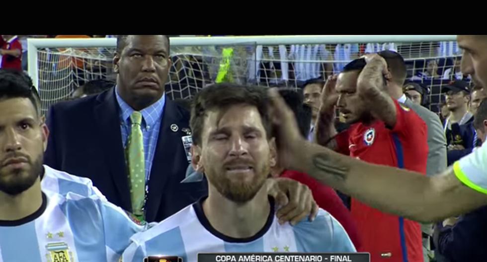 Lionel Messi anunció tras el partido que renunciaría a la selección de Argentina. (Foto: Captura Univisión)