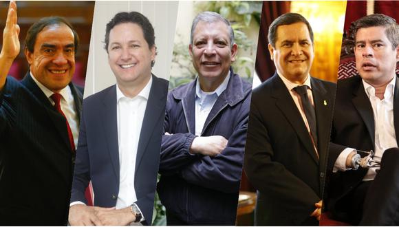 De izquierda a derecha: Yonhy Lescano, Daniel Salaverry y Marco Arana postulan a la presidencia de la República; Luis Iberico y Luis Galarreta tientan la vicepresidencia. (Imagen: El Comercio).