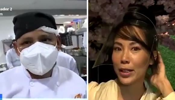 Uno de los cocineros de Patty Wong aprovechó las cámaras para hablar de su jefa, quien les ha pagado su sueldo durante la cuarentena. (Captura de pantalla / América TV).