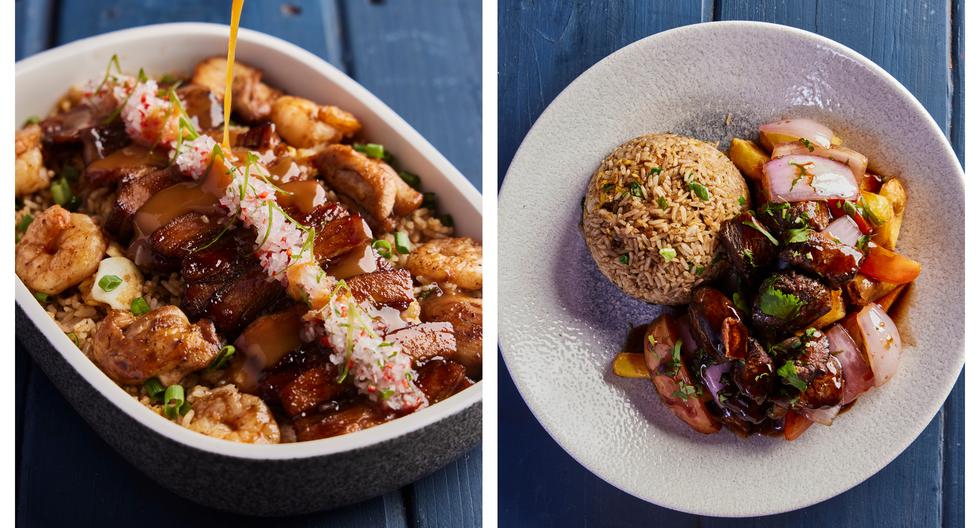 Lomo saltado con chaufa, la combinación de dos platos hechos al wok. Para el primero se elige el corte; el segundo llega en una generosa guarnición de arroz chaufa.