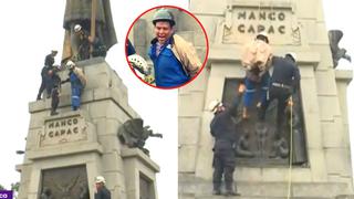 La Victoria: Retiran a hombre que escaló a lo más alto del monumento de la Plaza Manco Cápac