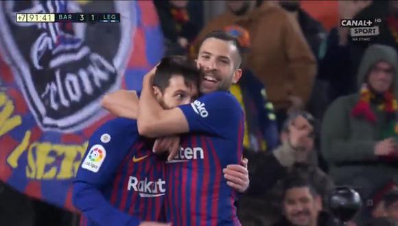 Lionel Messi ingresó e hizo destrozos en el Barcelona vs. Leganés por la Liga española. El argentino provocó el 2-1 y anotó el 3-1 final del encuentro (Foto: captura de pantalla)