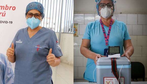 El Ministerio de Salud lanzó una plataforma interactiva en la que se pueden seguir los avances en el proceso de vacunación contra el coronavirus. Martina (izq.) y Zoila (der.) son parte de los más de 3mil peruanos inoculados registrados en el aplicativo. (Foto: Minsa/ Fernando Sangama)