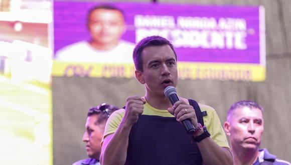Daniel Noboa participa en un acto de cierre de campaña en la localidad de Muey, provincia de Santa Elena, Ecuador. (EFE/ Jonathan Miranda / Archivo).