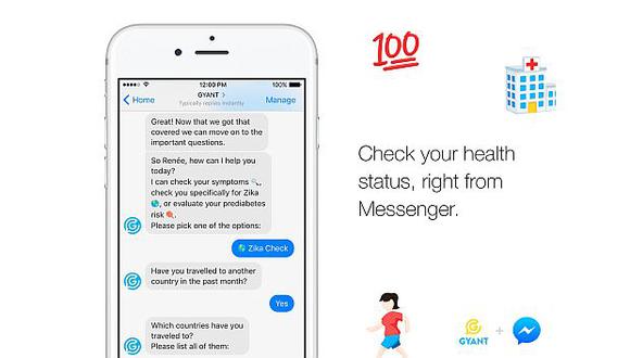 Al iniciar una conversación con el 'bot' en Messenger explica que su trabajo es identificar cualquier síntoma médico que el usuario con el que interactúa puede tener y así mantenerlo sano. (Foto: Facebook)