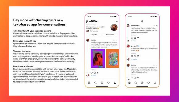 Un vistazo a cómo se verá la nueva red social basada en texto de Instagram.