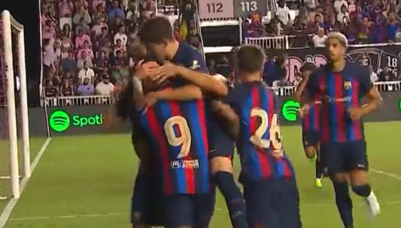 Gavi anotó el cuarto gol a favor del cuadro azulgrana sobre Inter Miami. Foto: Barça TV.