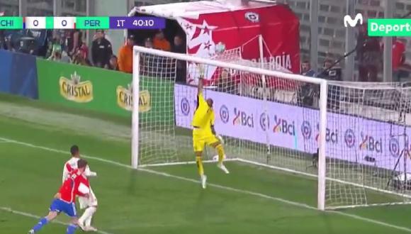 Así fue la espectacular tapada de Pedro Gallese en el Perú vs Chile por Eliminatorias 2026| VIDEO. (Foto: captura Movistar)