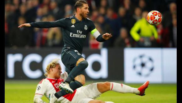 Sergio Ramos fue amonestado en el duelo de ida ante Ajax. (Foto: Reuters)