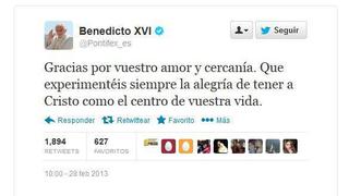 El último tuit de Benedicto XVI: "Gracias por vuestro amor y cercanía"