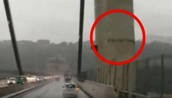 YouTube: Video muestra que puente de Génova se estaba partiendo antes de su caída. (Captura)