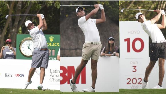 Périco, Freundt-Thurne y Galdos, los sobrevivientes peruanos del Latin America Amateur Championship. (Foto: Enrique Berardi / LAAC)