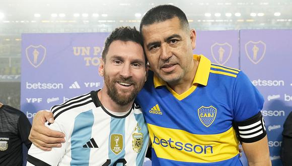 Partido despedida, Riquelme le dijo adiós al fútbol acompañado de estrellas como Lionel Messi y Ángel Di María. Foto: Boca Juniors