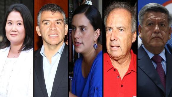 Los políticos que lideran la intención de voto presidencial, según la encuesta de El Comercio-Ipsos. (Foto: Archivo El Comercio)