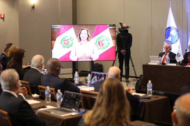 Dina Boluarte made her presentation virtually.  (Photo: Panam Sports)