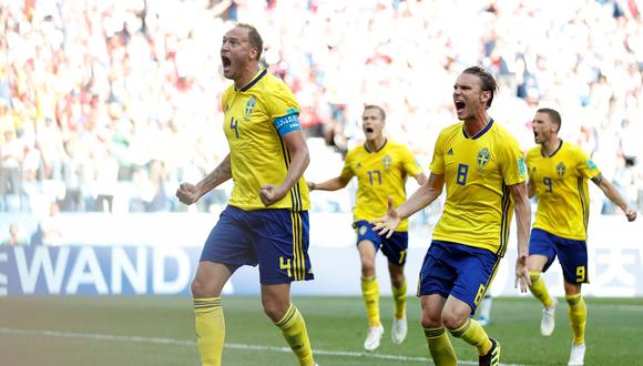 Suecia superó por la mínima diferencia a Corea del Sur en el Estadio de Nizhni Nóvgorod por la primera fecha del Grupo F. El capitán Andreas Granqvist anotó de penal. (Foto: AFP)