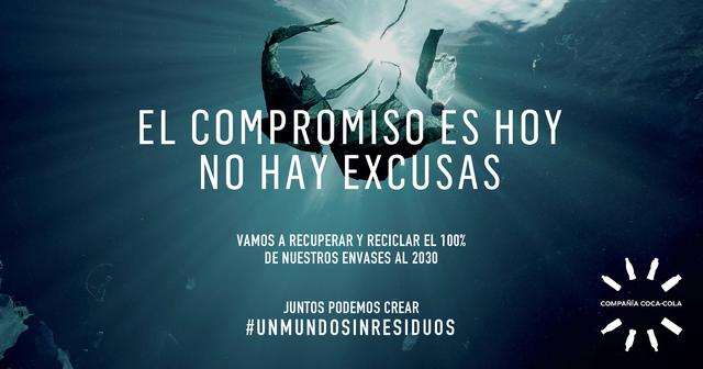 Coca-Cola lanzó una nueva campaña para reafirmar su responsabilidad y compromiso para lograr #UnMundoSinResiduos. “Una parte de sus empaques terminan en el lugar equivocado. El compromiso es hoy. No hay excusas”, es el mensaje de la compañía.