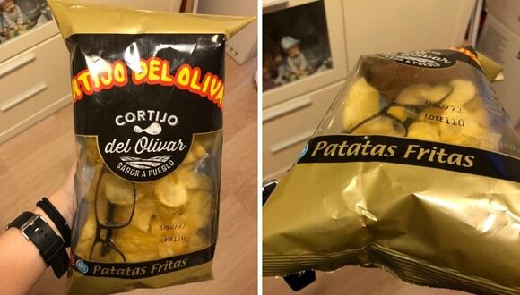 Las imágenes de la bolsa de papas se volvieron virales en las redes. (Foto: @paulapayan123 | Twitter)