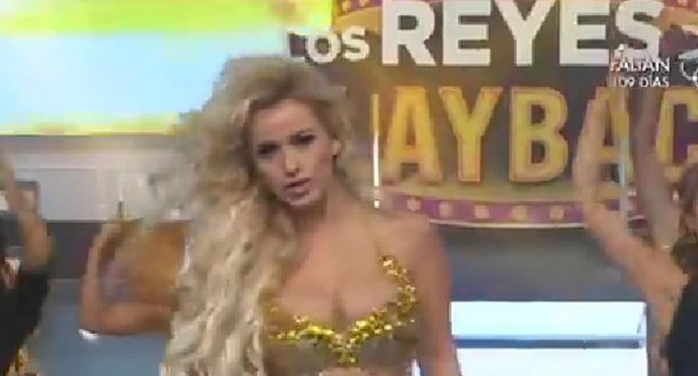 La sensual Jamila Dahabreh elevó la temperatura en el set de Los Reyes del Playback como Shakira. (Foto: Captura de Video)