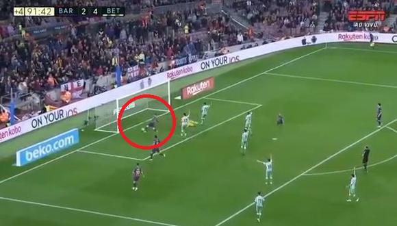 Barcelona vs. Real Betis: Lionel Messi marcó el tercer gol del cuadro culé. (Foto: Captura).