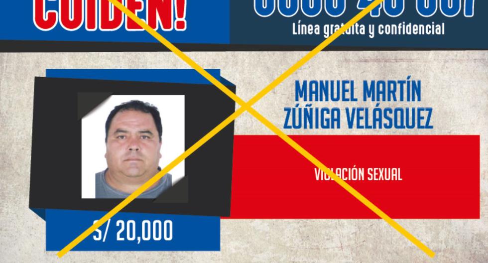 Manuel Martín Zúñiga Velásquez (47), buscado por la justicia por el delito de violación sexual e incluido en la lista del Programa de Recompensas. (Foto: Andina)