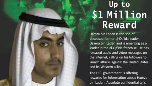 Se sabe que Hamza bin Laden tiene alrededor de 30 años y que está en vías de asumir el liderazgo de al Qaeda. (Departamento de Estado de Estados Unidos vía BBC)