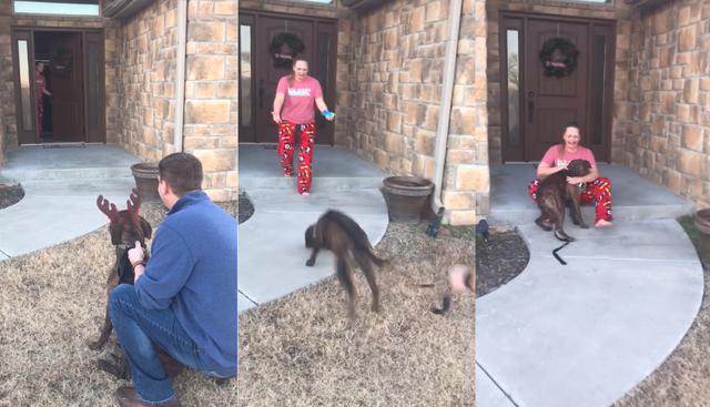 Sorprendieron a su hija con el perro del que se encariñó mientras trabajaba como voluntaria en un refugio. (Lance Fuqua / Facebook)