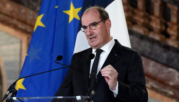El primer ministro francés, Jean Castex, durante una conferencia de prensa en Bruselas. (Foto: JOHN THYS / AFP).