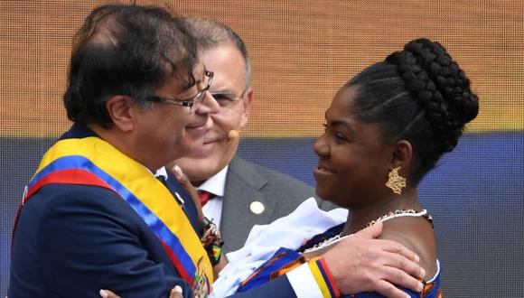 Gustavo Petro y Francia Marquez ya como presidente y vicepresidenta de Colombia. (AFP)
