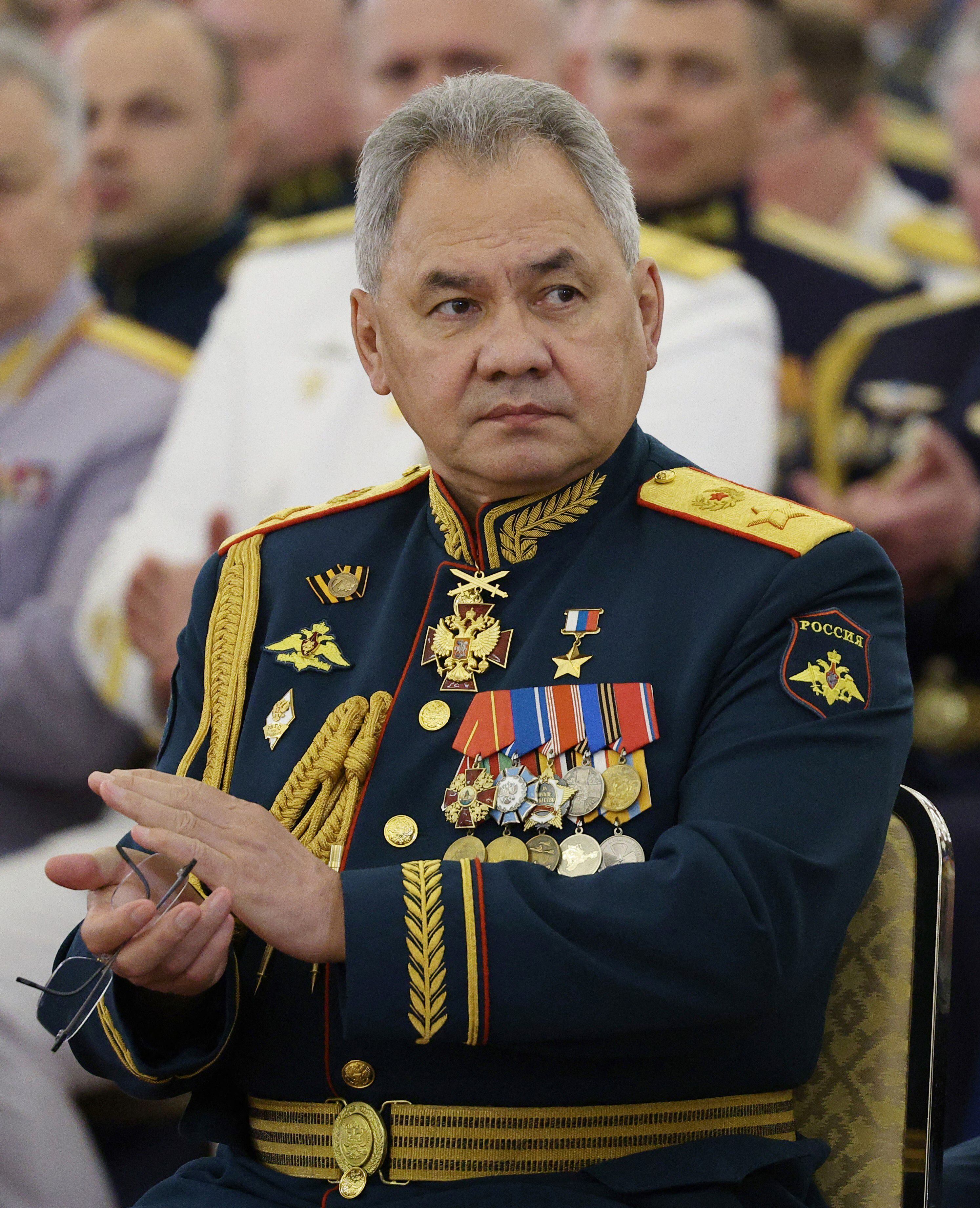 Russian Defense Minister Sergei Shoigu attends a meeting with graduates of higher military schools in the Kremlin on June 21, 2023. (Photo by Egor ALEEV/POOL/AFP)
