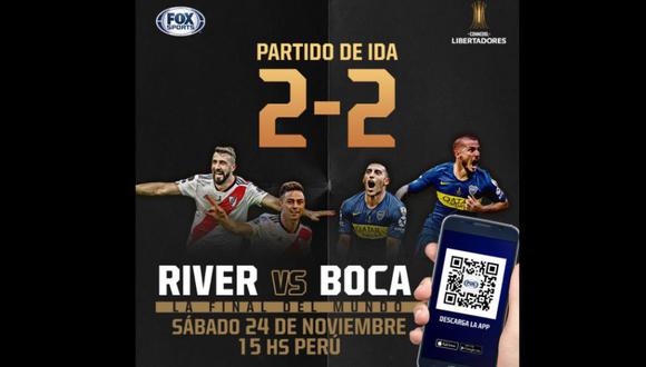 River Plate y Boca Juniors se medirán a duelo por la final de la Copa Libertadores 2018. Entérate aquí como ver gratis el mencionado partido a través de FOX Sports (Foto: FOX Sports)