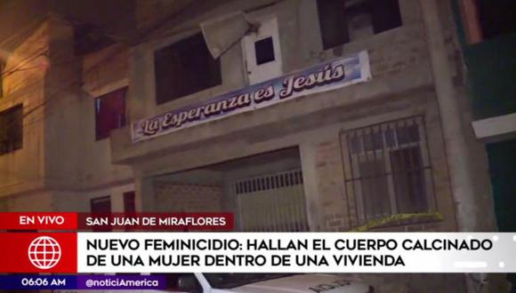 El cuerpo carbonizado de una mujer fue encontrado dentro de una vivienda ubicada en el pasaje Yauyos de Pamplona Alta, en el distrito de San Juan de Miraflores. (América TV)