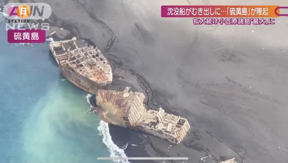 El volcán submarino Fukutoku-Okanoba creó un islote de roca y ceniza. (Foto: All-Nippon News)
