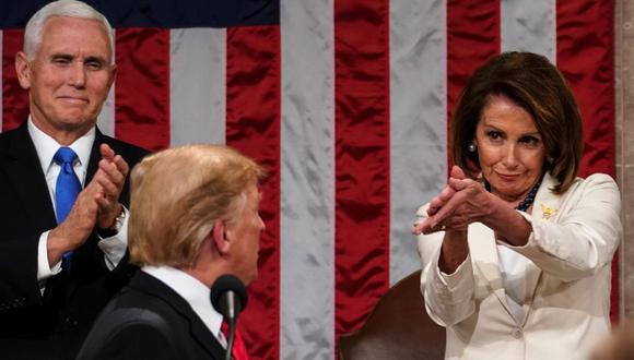 Nancy Pelosi | El aplauso "lleno de sarcasmo" que la Presidenta de la Cámara de Representantes dio a Donald Trump en su discurso del Estado de la Unión en Estados Unidos | VIDEO. (AFP)
