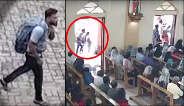 El momento en que un terrorista suicida de Sri Lanka llega a la iglesia de San Sebastián. Foto: Captura de video
