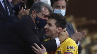 El efusivo abrazo entre Lionel Messi y Joan Laporta tras conseguir la Copa del Rey | VIDEO