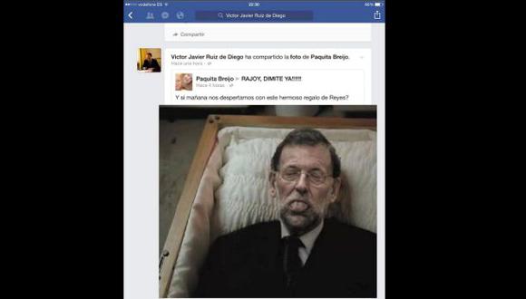 Facebook: político compartió foto de Mariano Rajoy en ataúd
