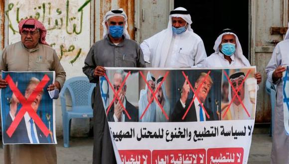 En la Franja de Gaza se han organizado protestas para rechazar los acuerdos que algunos consideran como una "puñalada trapera". (Getty Images).