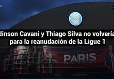 Edinson Cavani y Thiago Silva no volverían para la reanudación de la Ligue 1