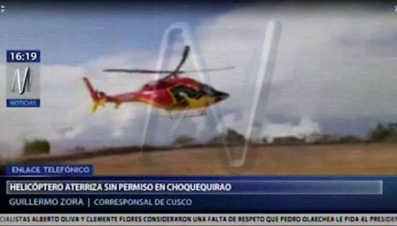 Un helicóptero de Heliamérica aterrizó en el sitio arqueológico de Choquequirao. (Canal N)