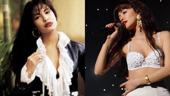 Izq.: Selena Quintanilla en la portada del disco "Amor prohibido" (1994). Der.: Christian Serratos caracterizada para la serie biográfica pronto a estrenarse en Netflix. Fotos: EMI/ Netflix.