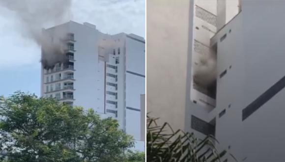Incendio en edificio multifamiliar inició en el piso 16. (Foto: capturas/RPP Noticias)
